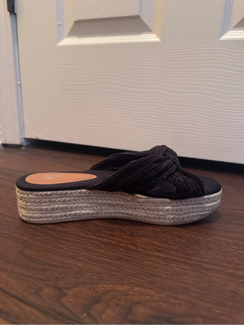 H&M Black Twisted Espadrille Platform Slide